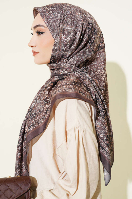 Foulard à rayures ethniques marron foncé
