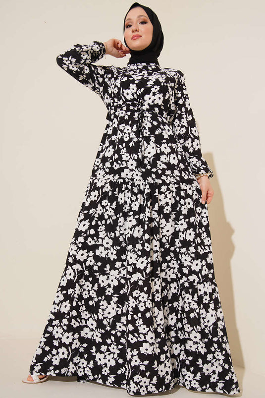 Robe Tunnel à Motifs Ethnique Noir