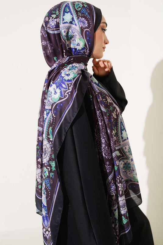 شال قطني ناعم بنمط عرقي بلون القهوة المرّة