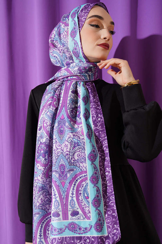 Ethnic Motif Patterned Shawl Turquoise