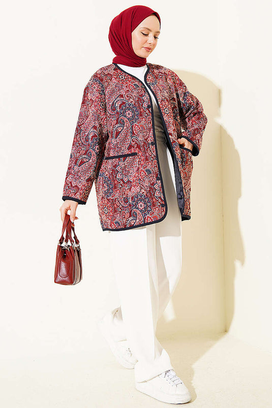Veste à boutons-pression à motif ethnique assorti 1