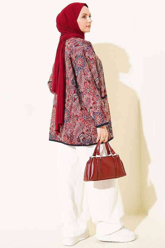 Veste à boutons-pression à motif ethnique assorti 1