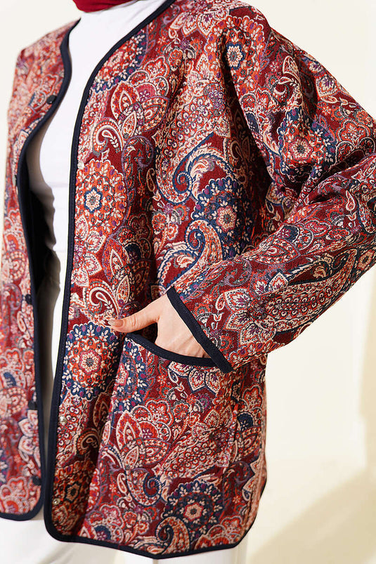 Veste à boutons-pression à motif ethnique assorti 1