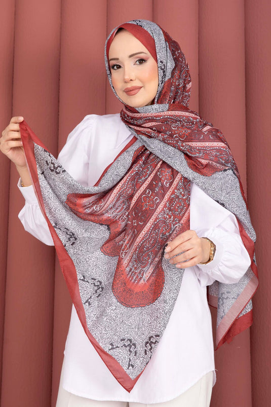 Série d'écharpes à motif ethnique rouge