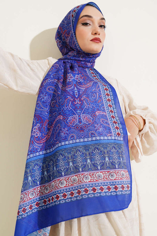 Etnik Paisley Desen Şal Saks