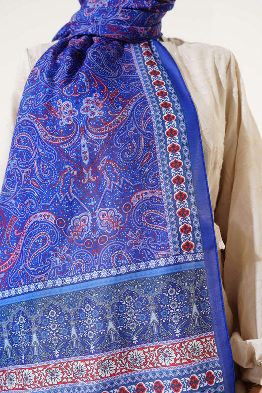 Etnik Paisley Desen Şal Saks