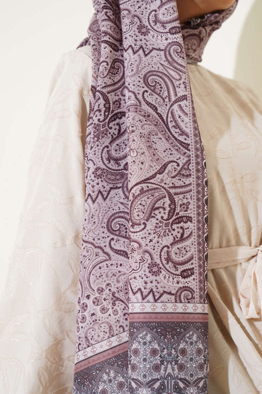 Scialle con motivo etnico Paisley in visone