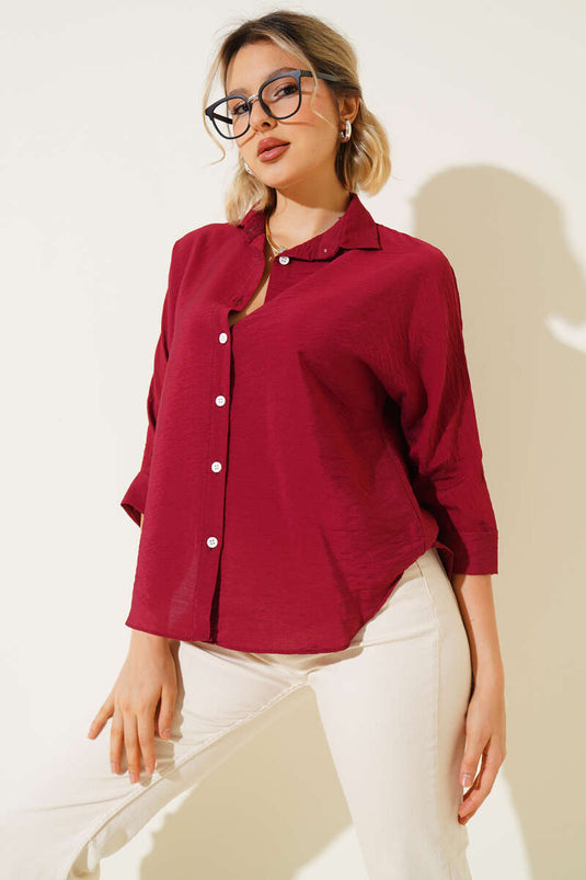 Fakir Kol Basic Gömlek Bordo