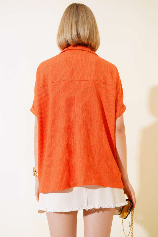 Blouse portefeuille à manches pauvres Orange