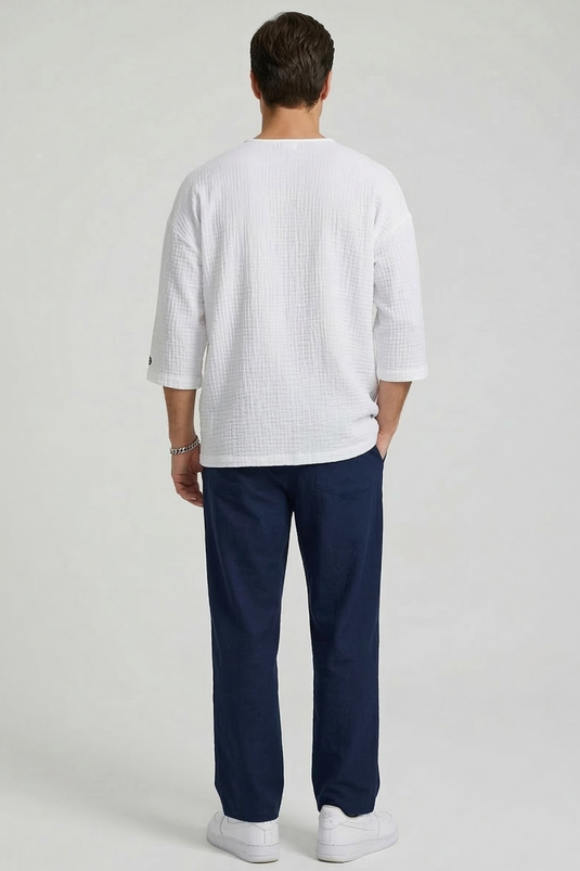 T-shirt oversize en mousseline Fakir Kol pour homme, blanc
