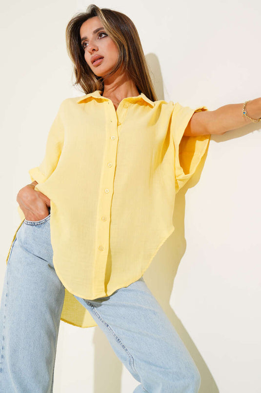 Fakir Kol Müslin Gömlek Sarı