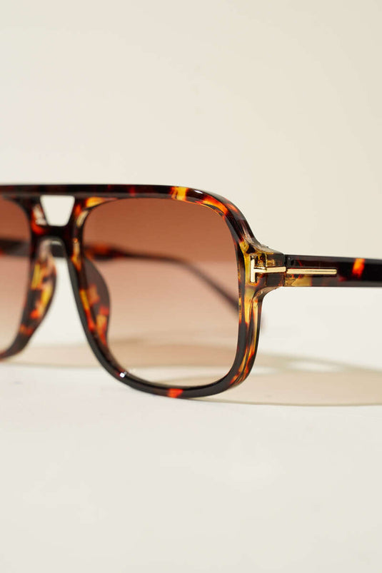 Fanshen Square Double Bridge Glasses Leopard