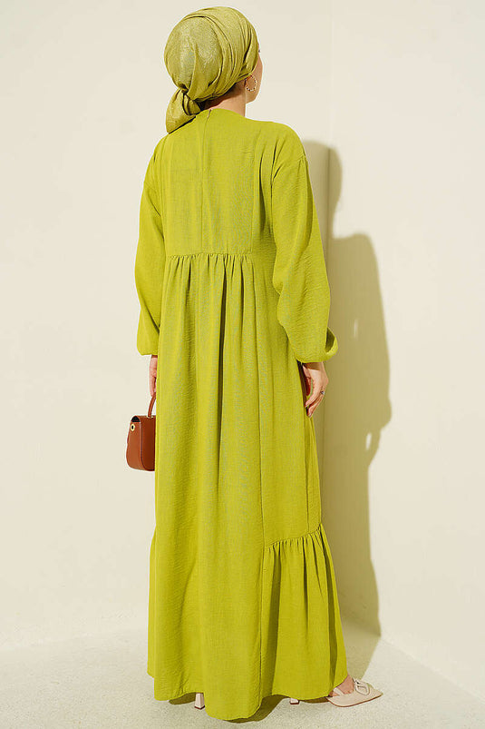 Robe Brodée À Poignets En Vert Olive