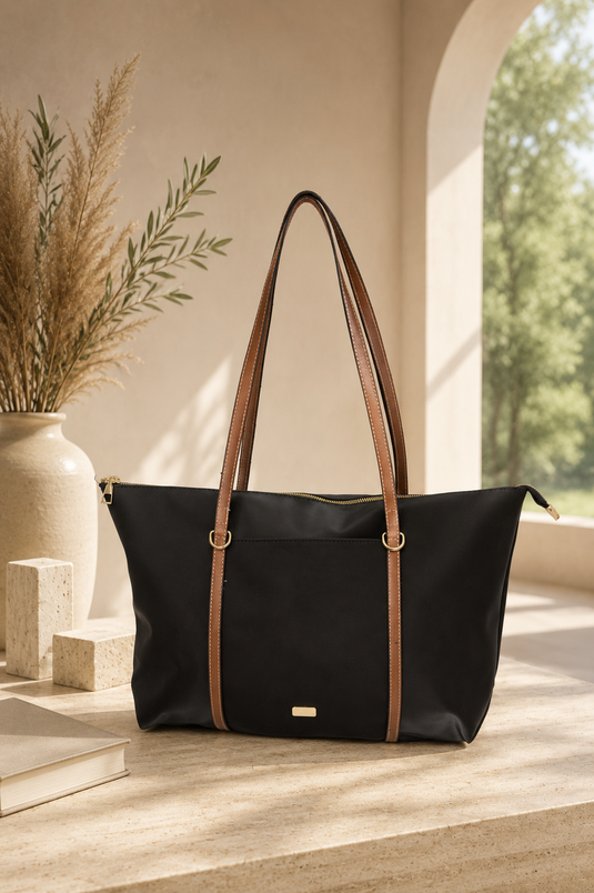 Sac à main et épaule avec détail de fermeture éclair noir