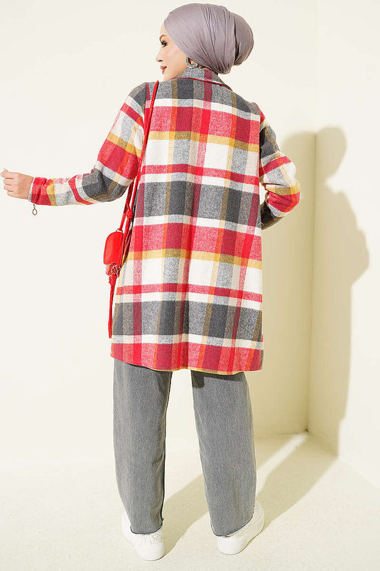 Gilet En Flanel À Fermeture Éclair Rouge
