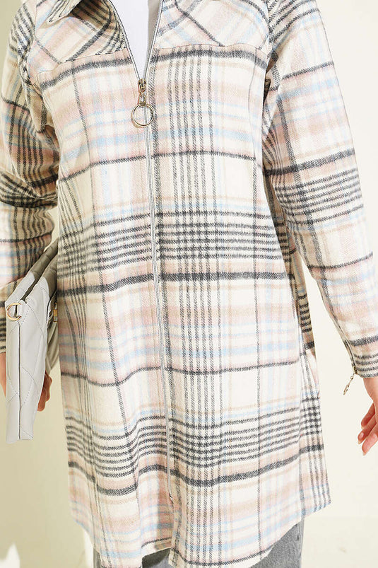 Cardigan En Flanelle Avec Fermeture Éclair En Rose Poudré