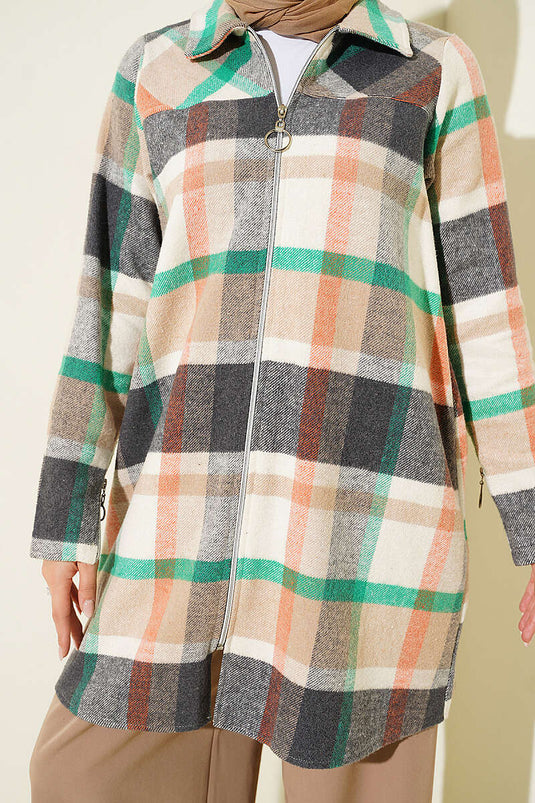 Gilet En Flanel À Fermeture Éclair Verte