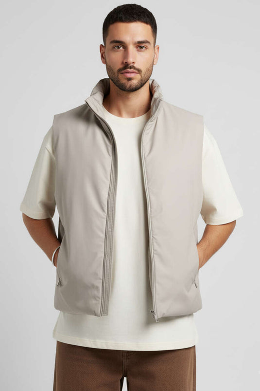 Men's Basic Vest with Zipper, Grey