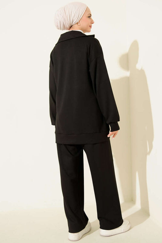 Set doppio di asciugamani basic con cerniera nero