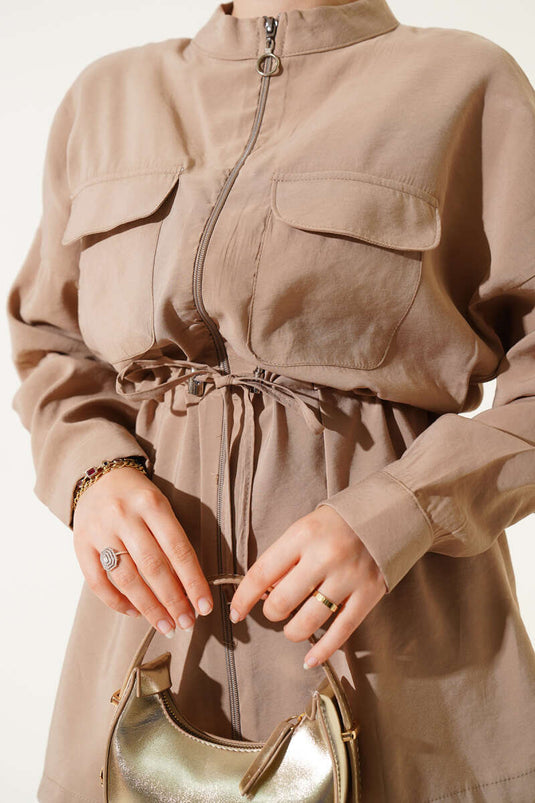 طقم لاتيه مكون من قطعتين بسحاب على الخصر