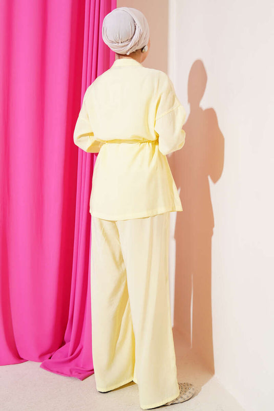 Zippered Waist Tunnel Two Piece Set Yellow