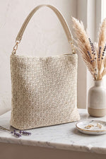 Grand Sac En Maille Zippé Écru