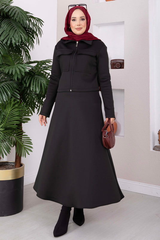Ensemble Veste Zippée Jupe Et Scuba Noir