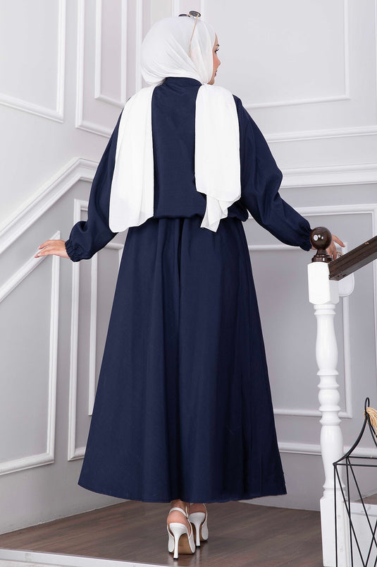 Completo Giacca Con Zip E Gonna Blu Navy