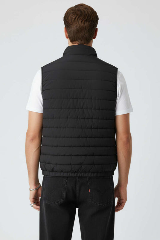 Men's Vest with Double Zipper Pockets, Black