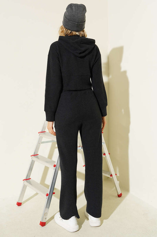 Anthracite Zip-Up Crop Two-Piece Set