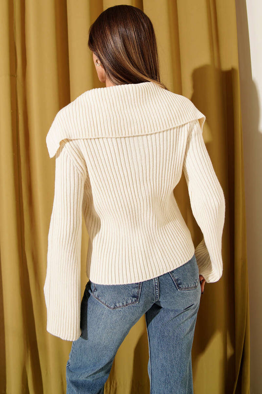 Cardigan lavorato a maglia con cerniera, beige