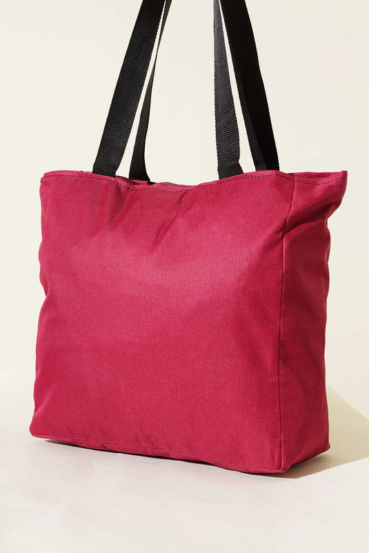 Zippered Flat Shoulder Bag Burgundy