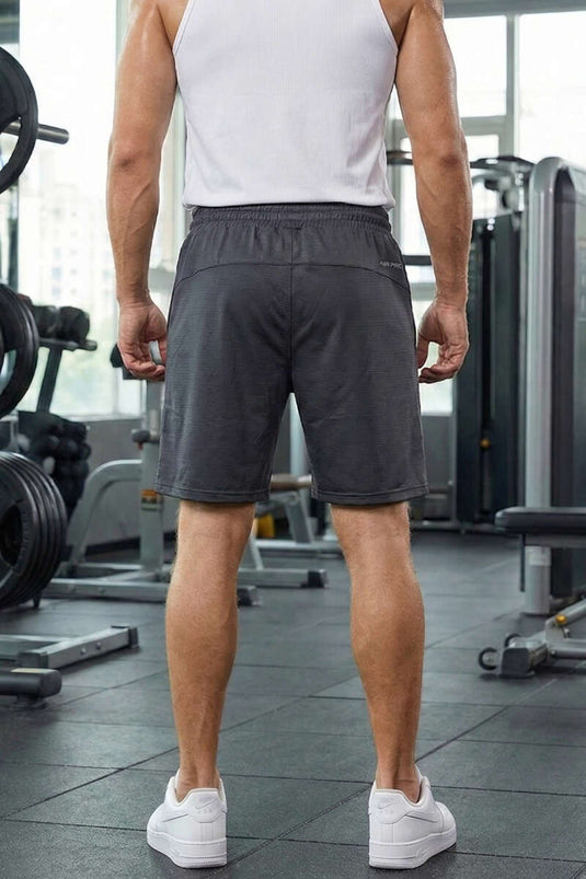 Men's Sports Shorts with Zipper, Charcoal Gray