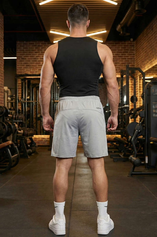 Zippered Men's Athletic Shorts Gray