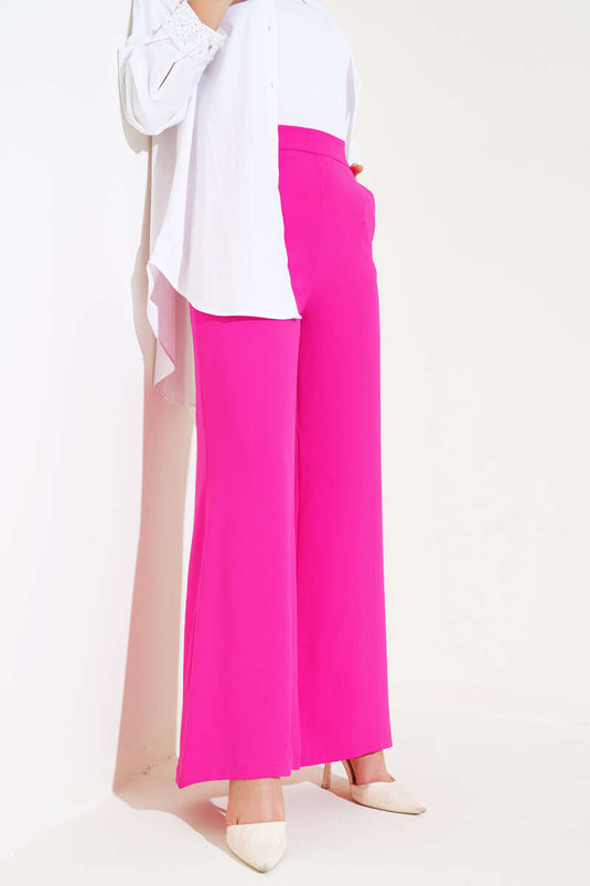 Pantalon Large Zippé Fuchsia