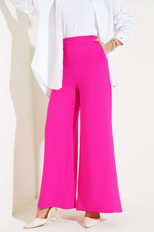 Pantalon Large Zippé Fuchsia