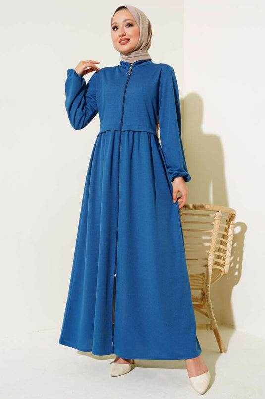 Abaya Col Zippé Indigo