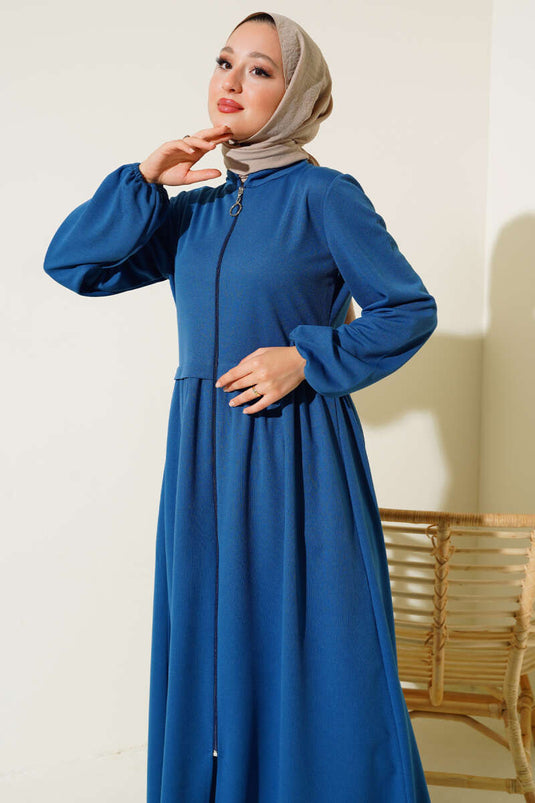 Abaya Col Zippé Indigo