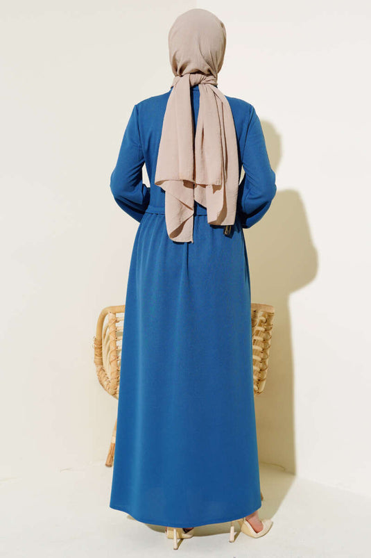 Abaya Col Zippé Indigo