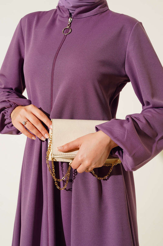 Abaya Col Zippé Lilas