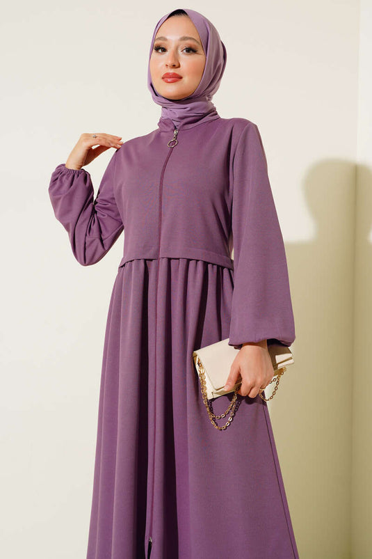 Abaya Col Zippé Lilas