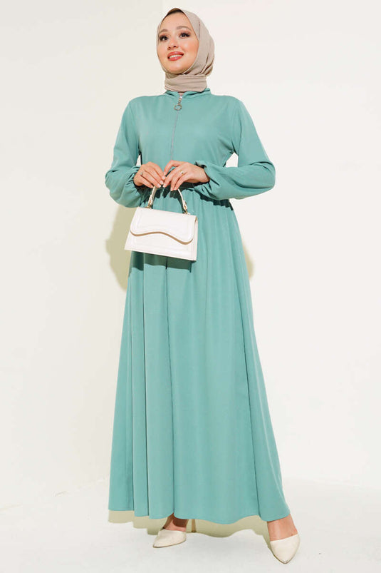 Abaya Col Zippé Menthe