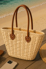 Sac En Rotin Beige Zippé