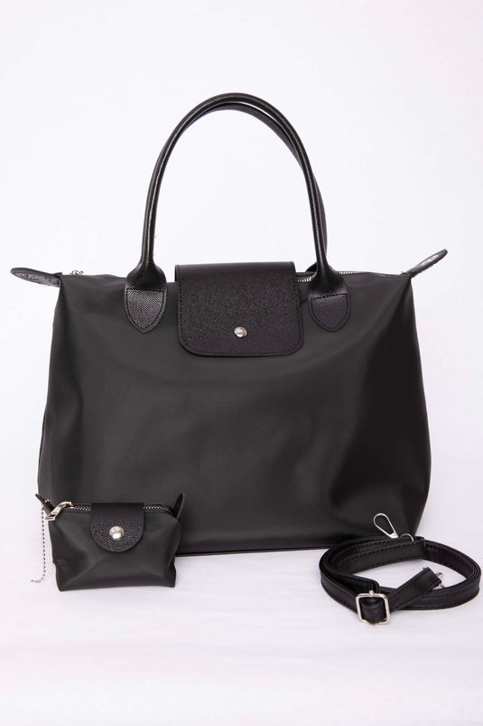Borsa a Mano e a Spalla con Chiusura Lampo Nera