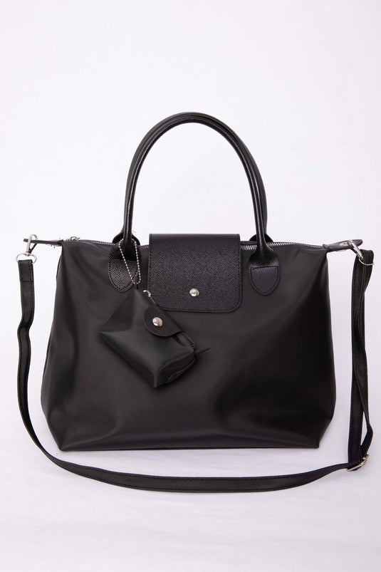 Borsa a Mano e a Spalla con Chiusura Lampo Nera