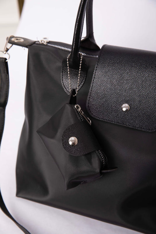 Borsa a Mano e a Spalla con Chiusura Lampo Nera