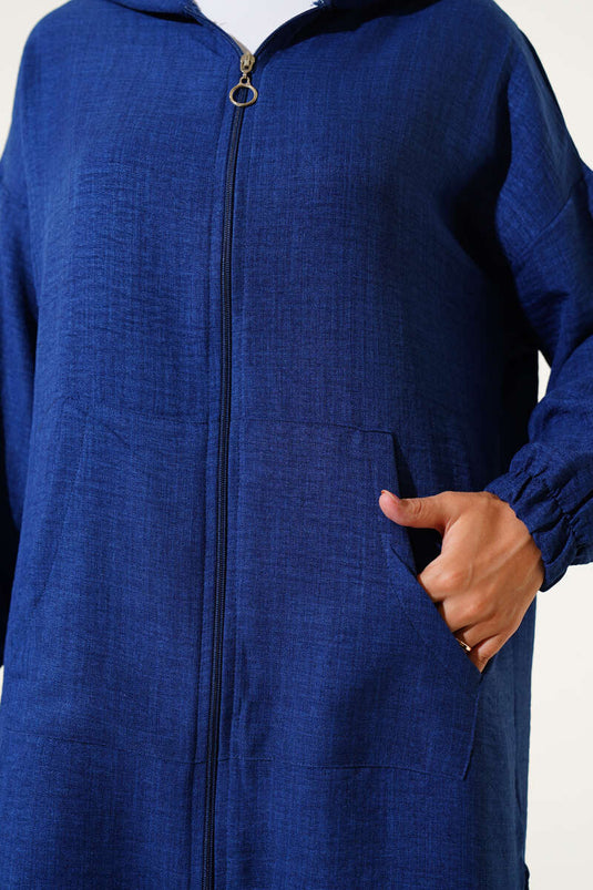 Completo Basic Due Pezzi con Cappuccio e Zip Blu Scuro