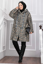 Manteau Buklet À Capuche Et Fermeture Éclair Léopard