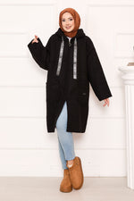 Manteau Buklet À Capuche Et Fermeture Éclair Noir