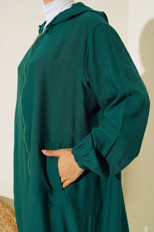 Casquette décontractée à capuche zippée émeraude